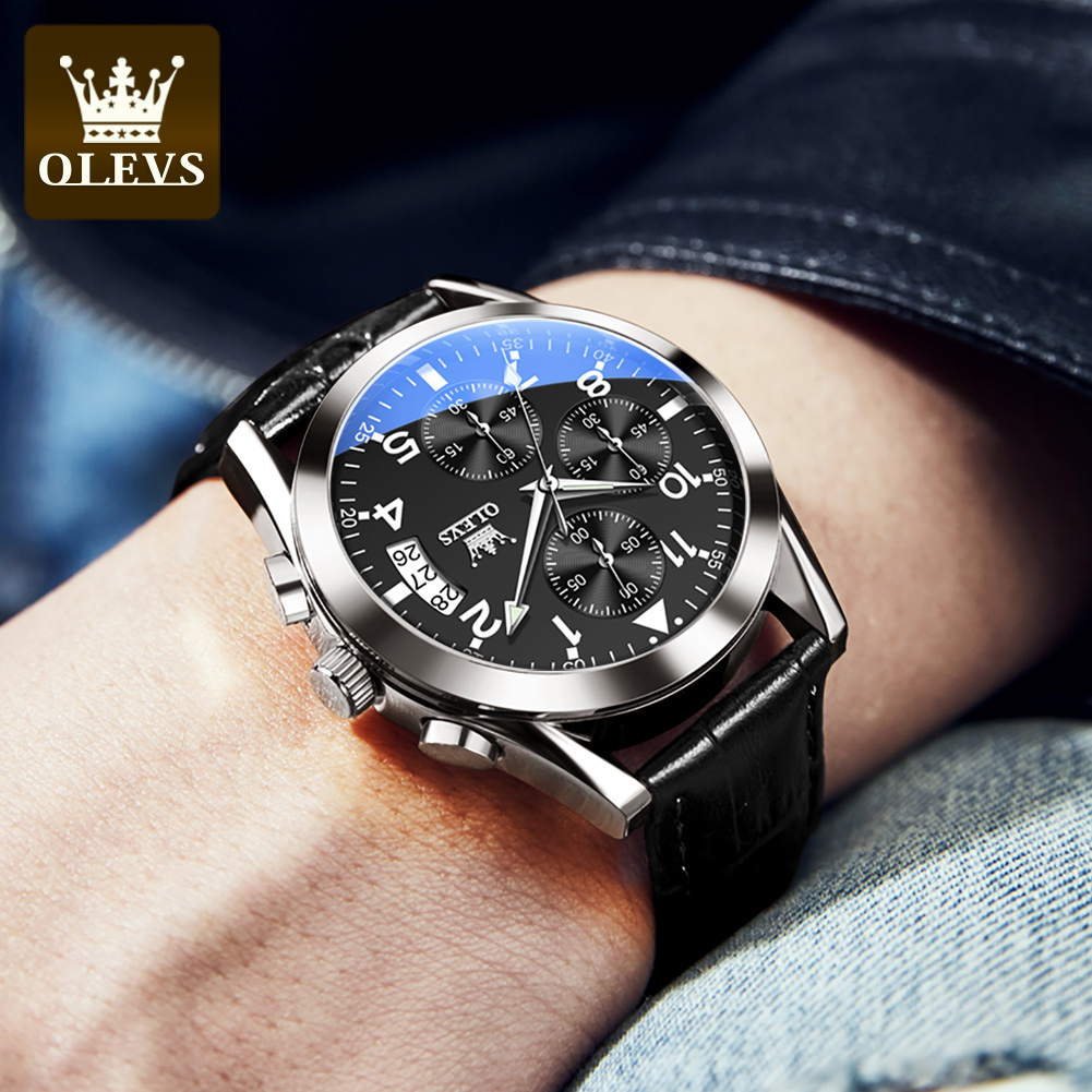 OLEVS Quartz Watch for Men Ori - Leather Watch Band Men ulasan dan harga