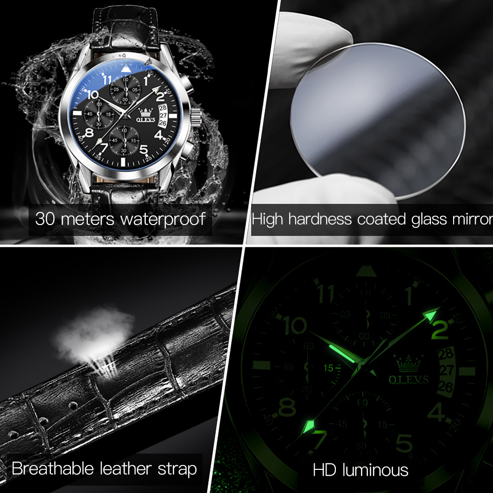OLEVS Quartz Watch for Men Ori - Leather Watch Band Men ulasan dan harga