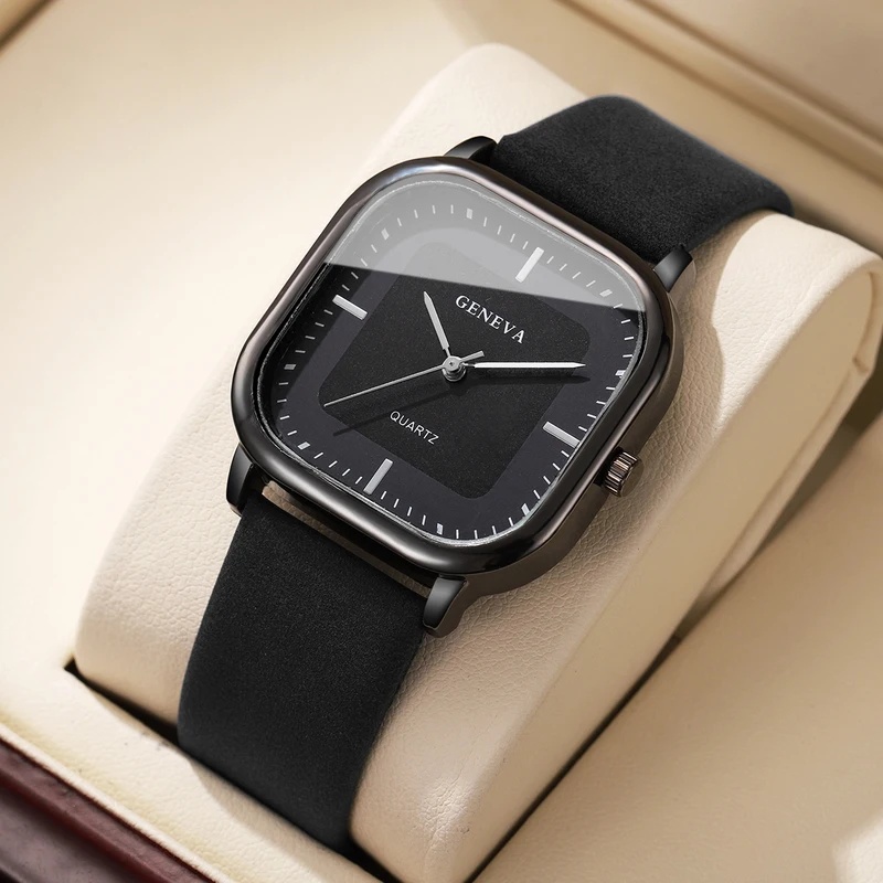 Fashionable Classic Square Dia - Leather Watch Band Men ulasan dan harga