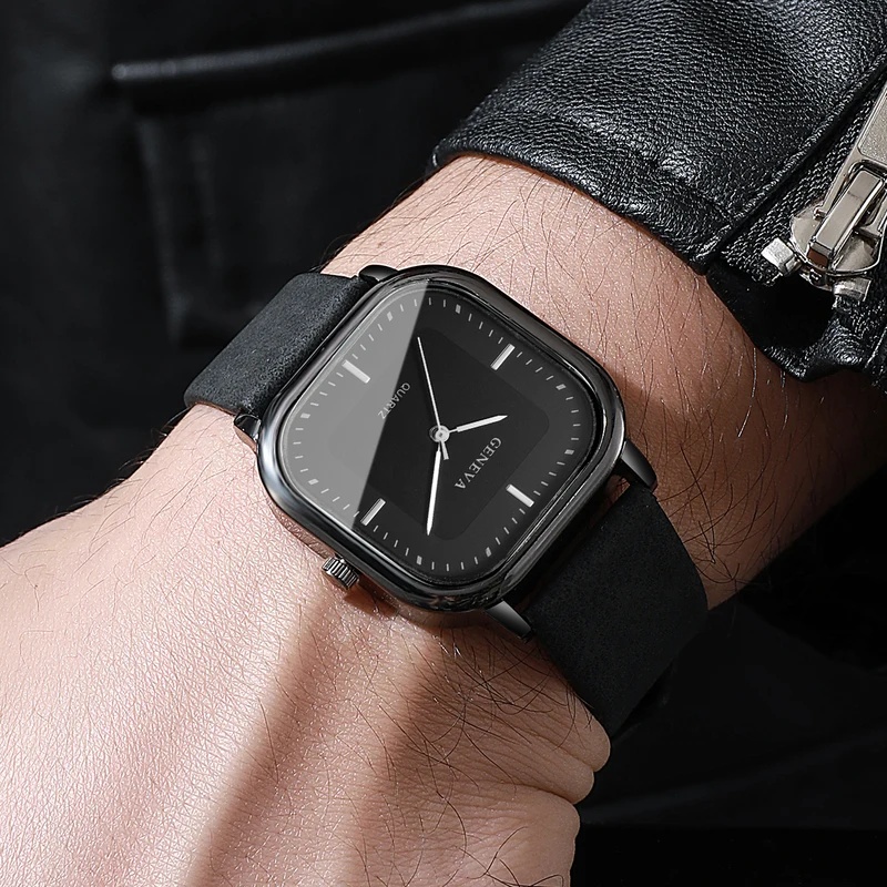 Fashionable Classic Square Dia - Leather Watch Band Men ulasan dan harga
